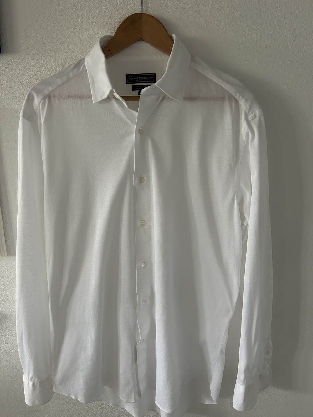 Salvatore Ferragamo White Long-Sleeve Dress Shirt
